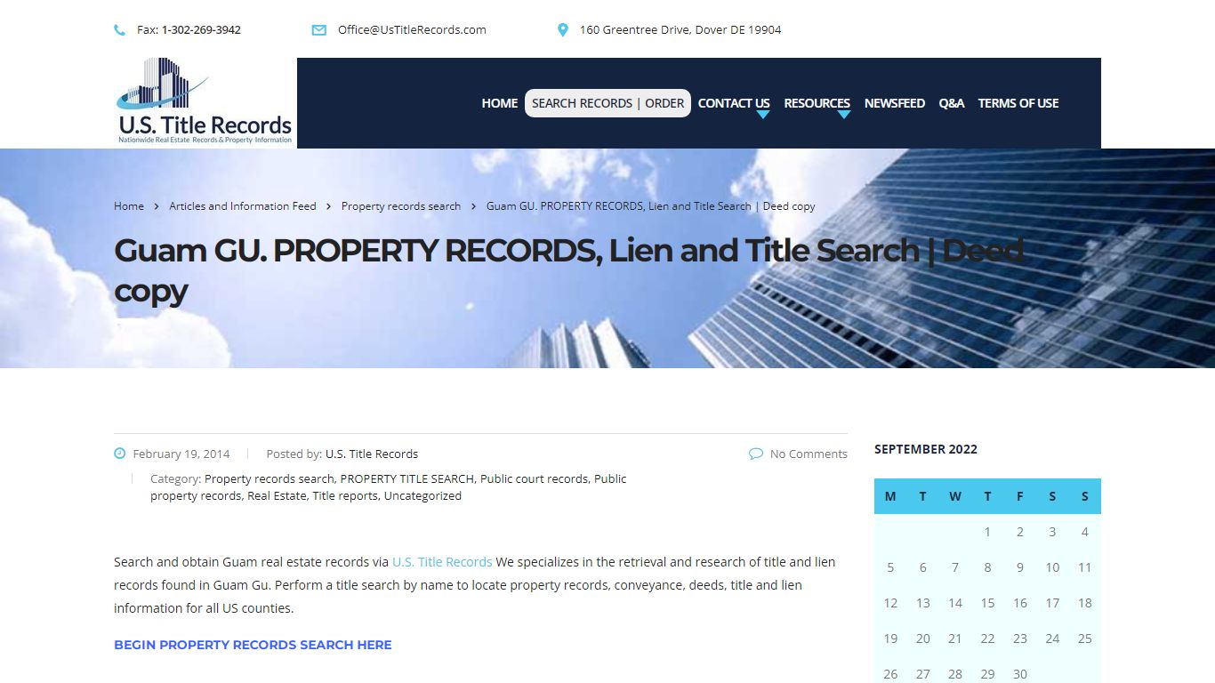 Guam GU. PROPERTY RECORDS, Lien and Title Search - U.S. Title Records